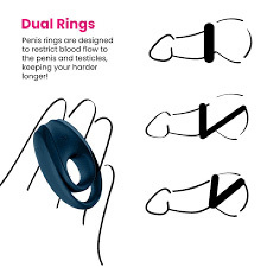 Двойное эрекционное кольцо с вибрацией Satisfyer Incredible Duo Blue