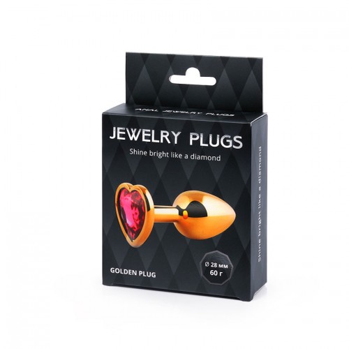 Металлическая анальная пробка Anal Jewelry Heart Gold Small 7 x 2,8 см