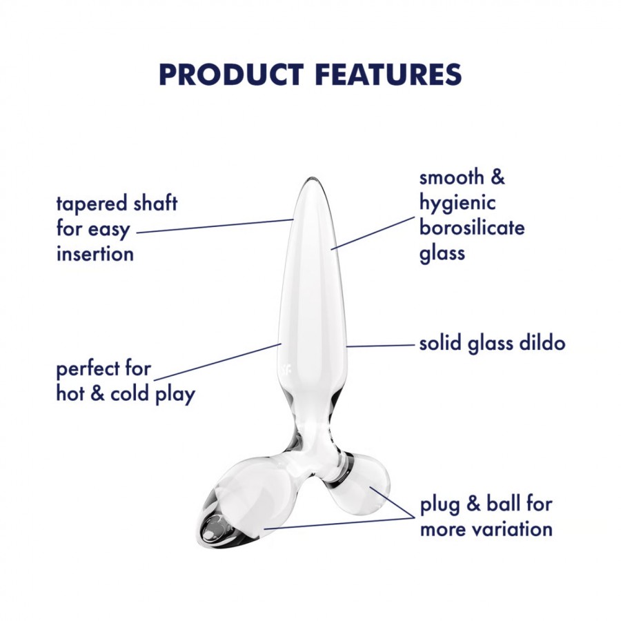 Стеклянная анальная пробка с тремя разными формами Satisfyer Triple Crystal 2