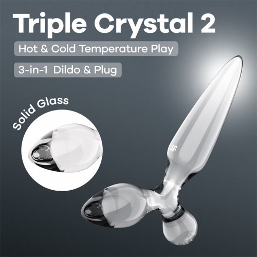Стеклянная анальная пробка с тремя разными формами Satisfyer Triple Crystal 2